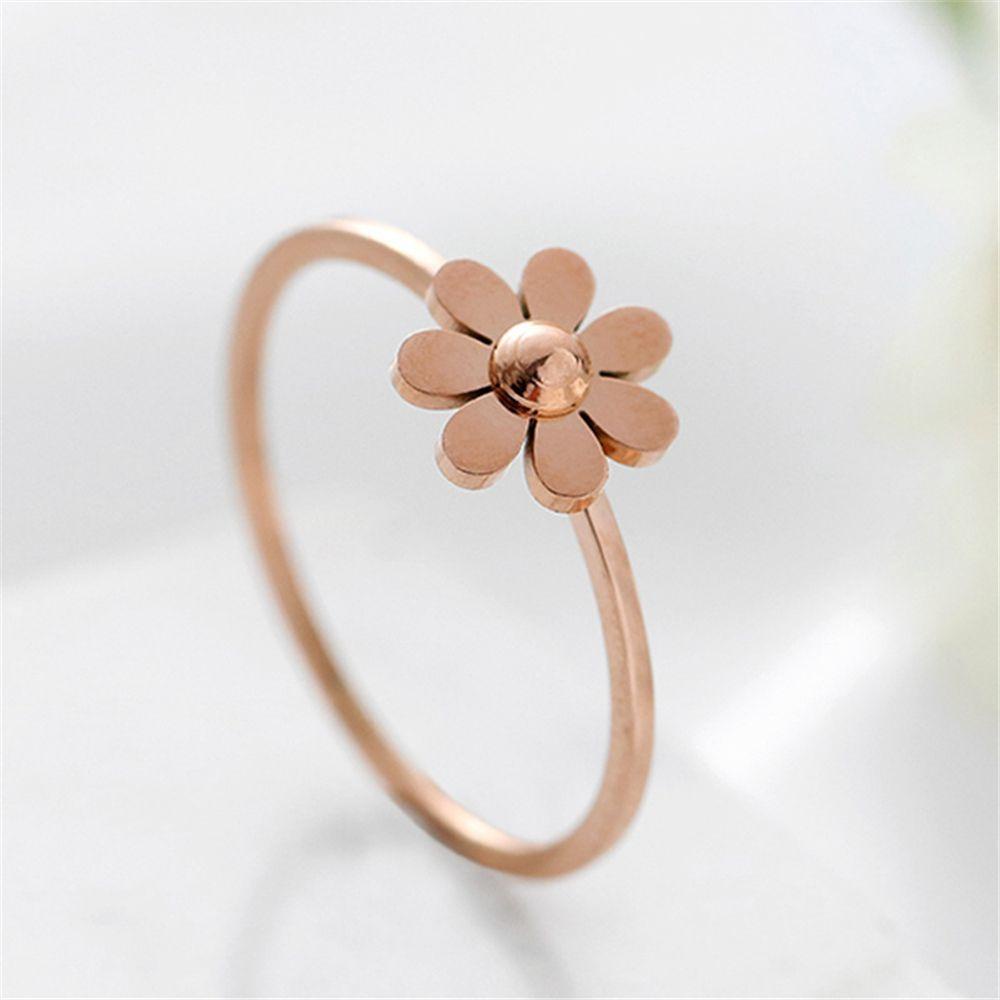 Lily Cincin Titanium Wanita Camelia Kawin Cincin Jari Telunjuk Rose Gold