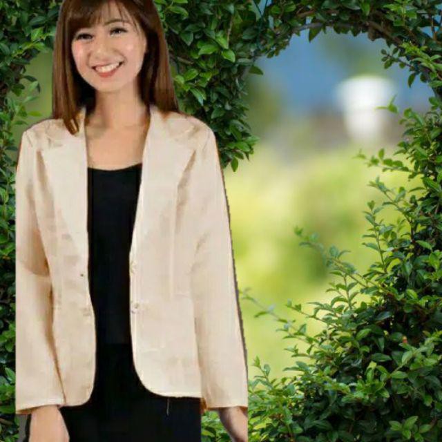 Blazer formal wanita cream lengan panjang