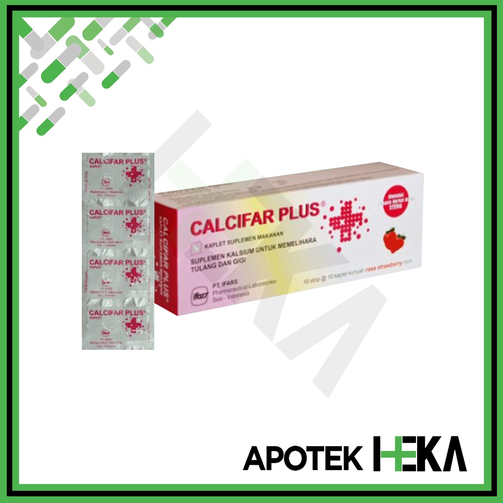 Calcifar Plus Kaplet Kunyah Chewable Box isi 10x10 - Suplemen Kalsium (SEMARANG)