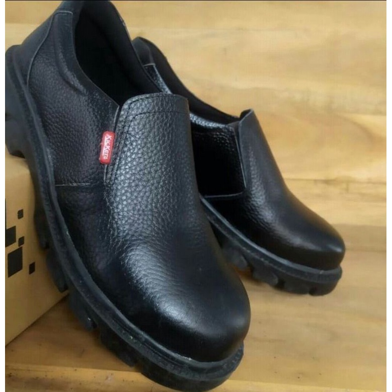 Sepatu Safety Slip On Septi Pria Ujung besi Septy Slop Selop Kerja Lapangan Proyek