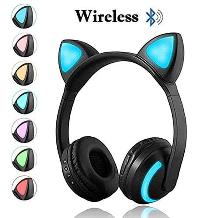 Flash Glow Bluetooth Cat Ear Headphone, Wireless Stereo Gaming Headset J8Y2