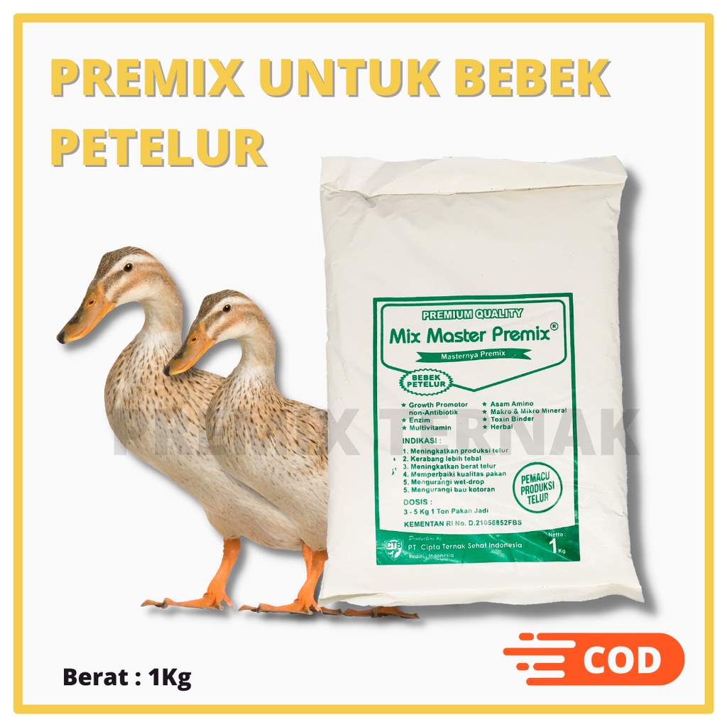 MIX MASTER PREMIX BEBEK PETELUR 1kg - Suplemen Bebek Pemacu Produksi Telur dan Kualitas Telur