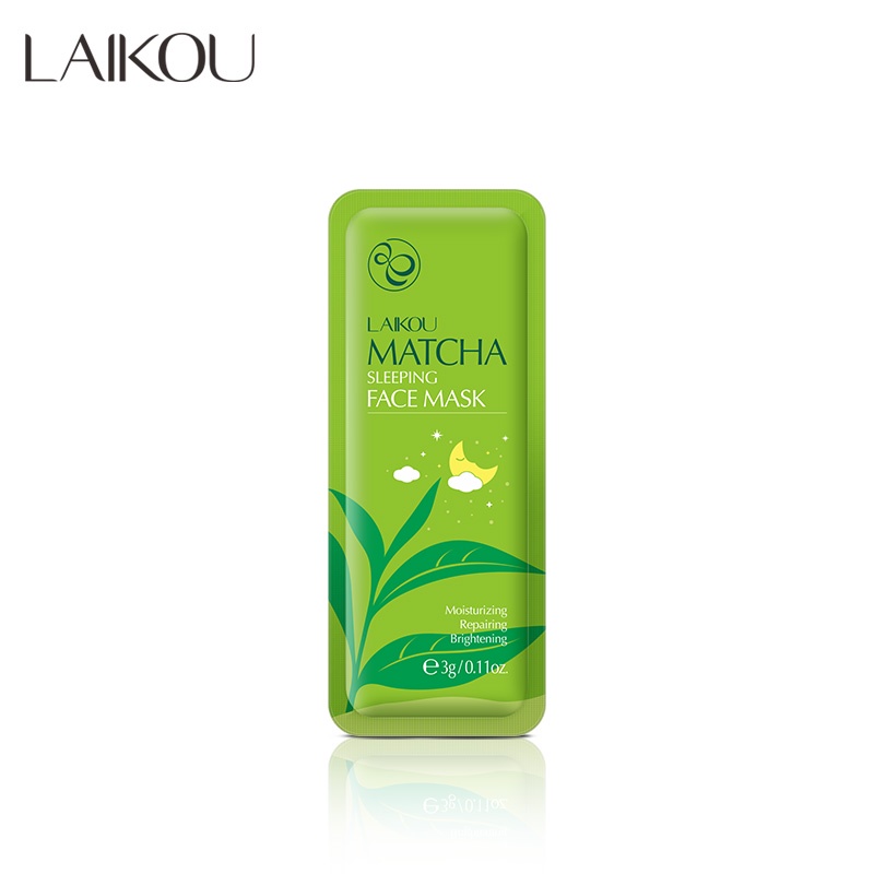 LAIKOU Matcha Sleeping Mask Krim Malam Memperbaiki Meringankan Bekas Jerawat 3g