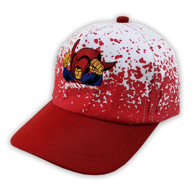 Topi Anak Laki-Laki MARVEL COMIC Superhero Sablon Sublim Fullprint-SUPERMAN FP MERAH