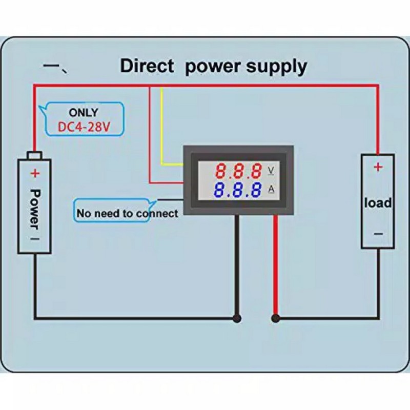 VoltMeter Digital Mini DC 0-100V 10A Ampere Volt Meter Tampilan Ganda Ammeter