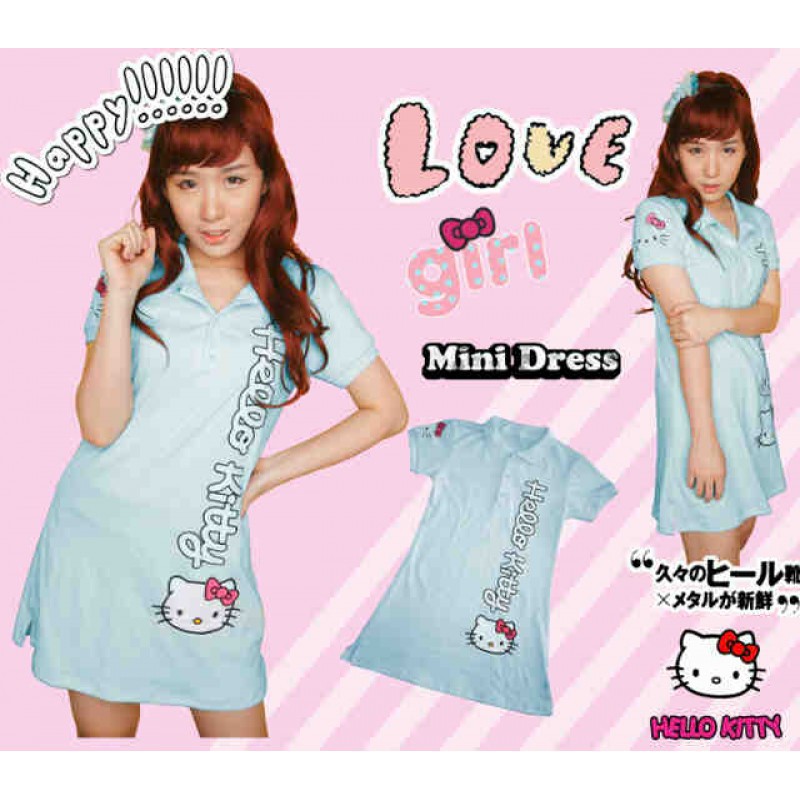Mini Dress Kitty Baby Blue - Pakaian Wanita - Harga Grosir - Murah