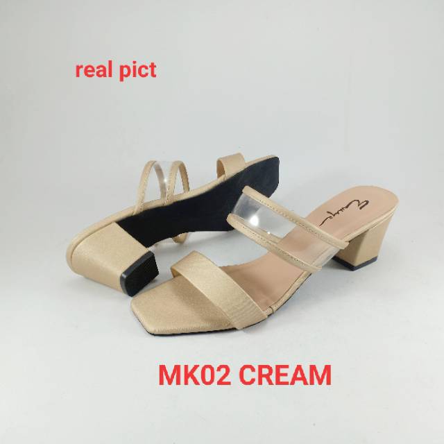 SANDAL HAK WANITA DOUBLE STRIP MK02