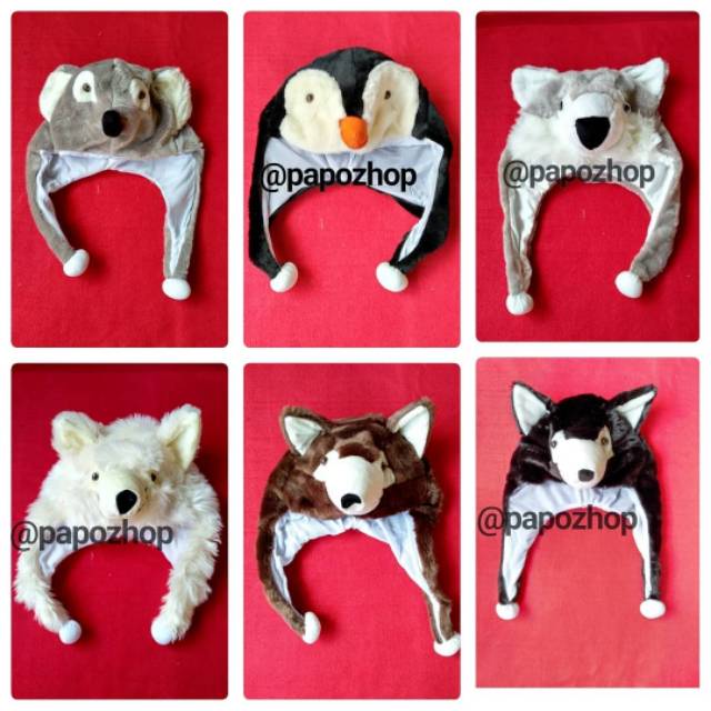 Topi boneka karakter hewan lucu dewasa