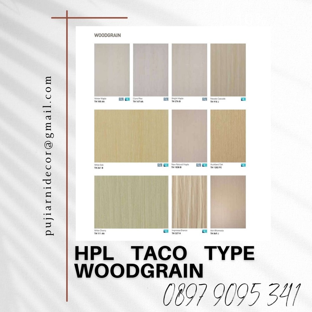 Hpl Taco Woodgrain type Th100AA,Th147AA,Th274B,Th916J,Th241B,Th1028B,Th1262FC,Th111AA,Th327H,Th849J