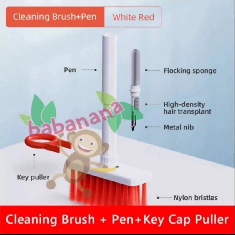 Sikat keyboard putih merah cleaning set kit mechanical puller brush