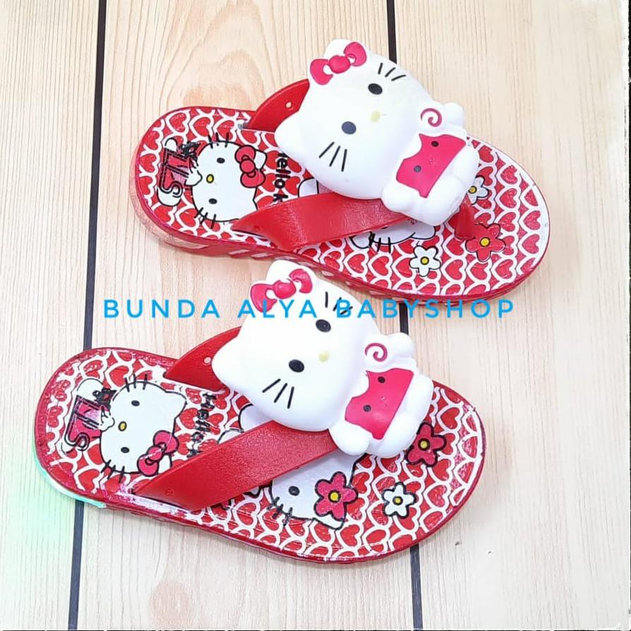 Sandal Anak Perempuan Jepit LED Usia 1 2 3 Tahun Size 24 - 29 MERAH - Sendal Anak Cewek Nyala Boneka