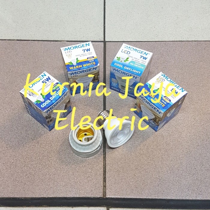 Lampu LED COB Morgen MR1605E 5W 7W Par Light + Fitting Keramik E27 - 5W + Keramik, Putih
