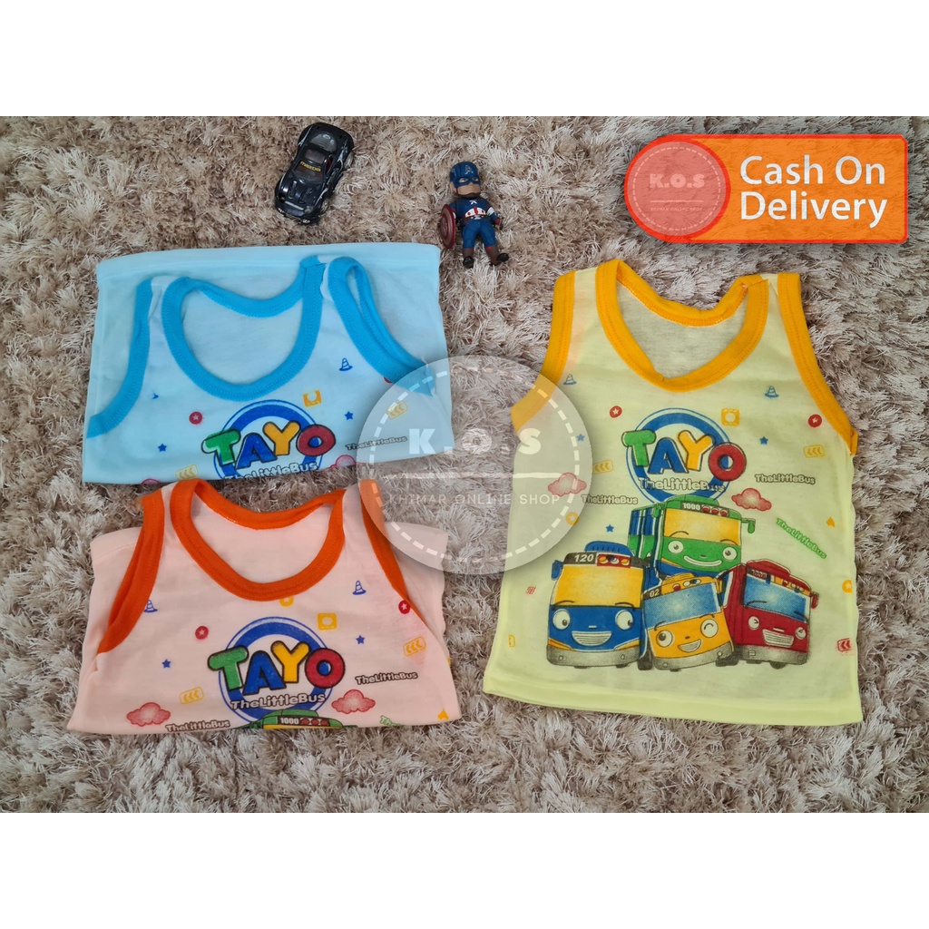 kaos dalam singlet anak laki laki motif tayo size l dan xl