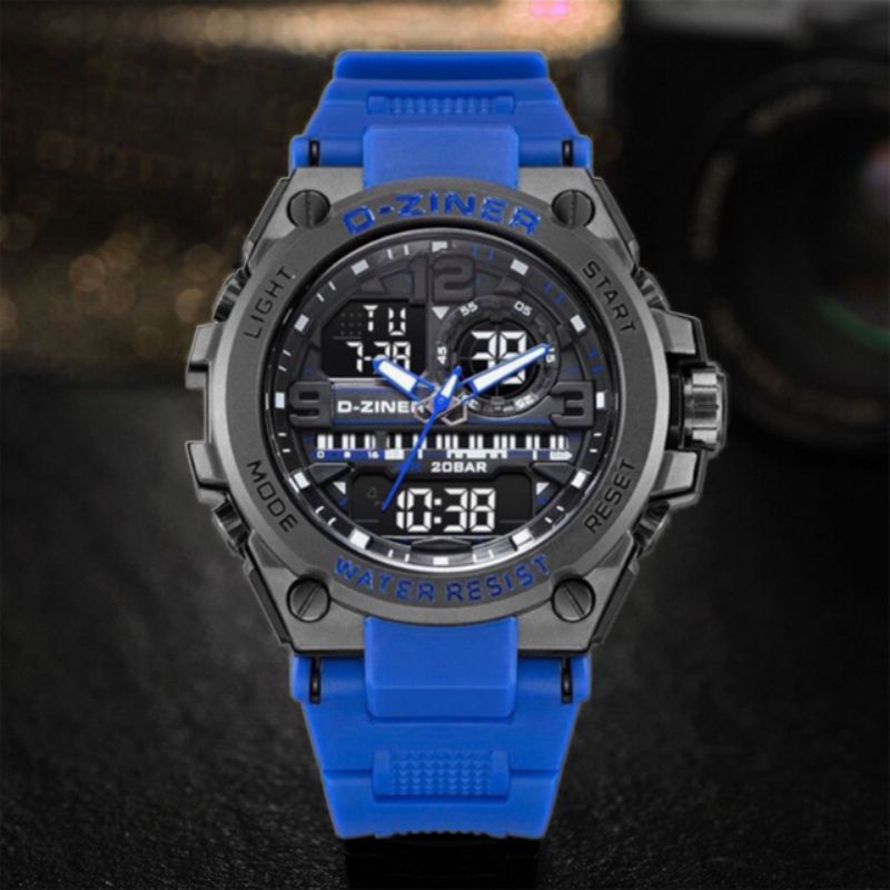 [ORIGINAL] 7 Variasi Jam Tangan Pria D-Ziner 1901 Dualtime Rubber Anti Air