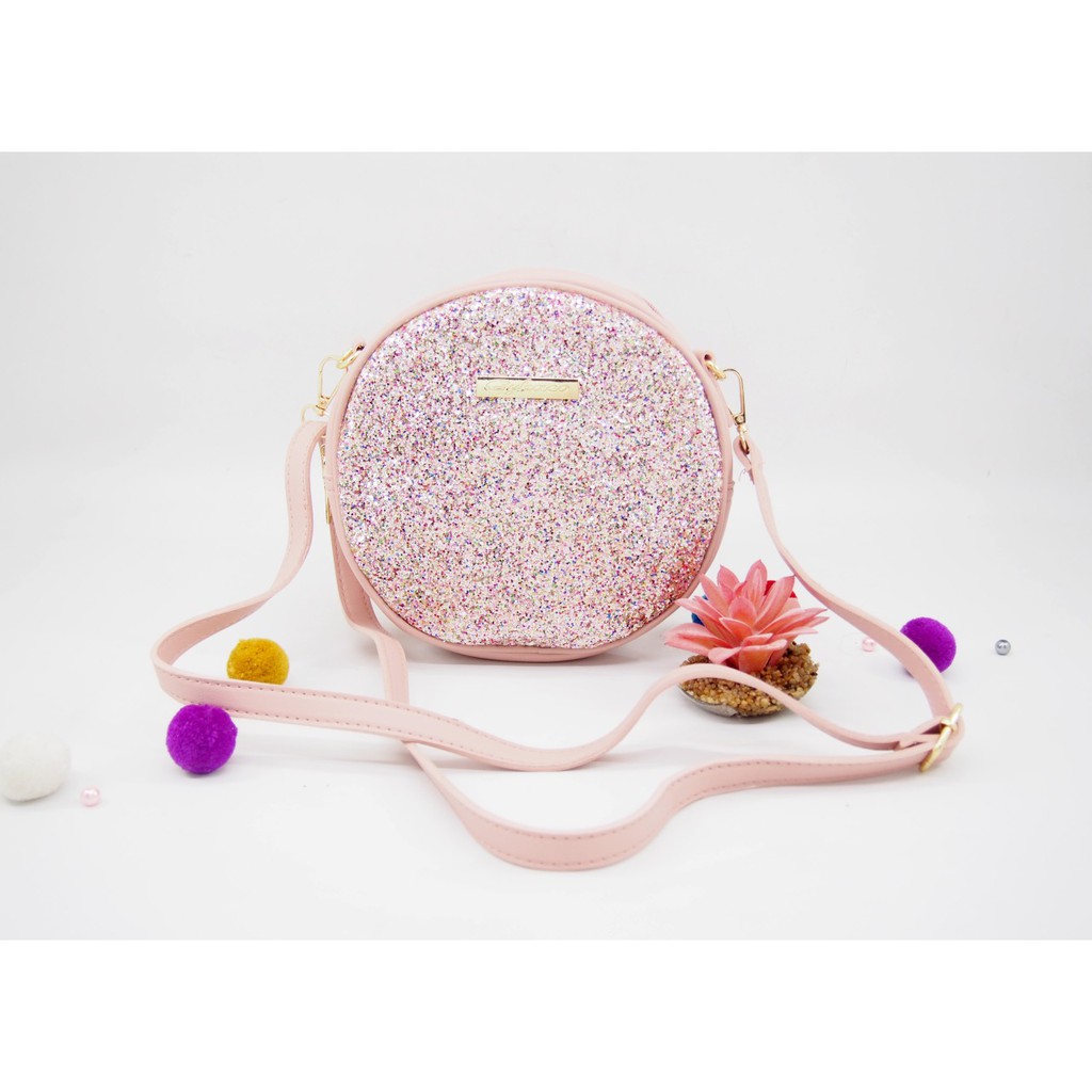 #A105 Tas sling bag wanita selempang cewe bentuk bulat blink2 glitter