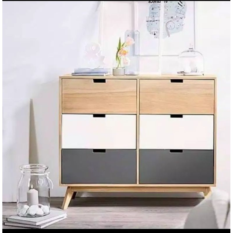 Nakas retro laci 6 bahan kayu jati