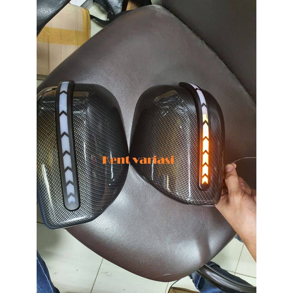 Cover Spion All New Avanza With Lampu Running Carbon