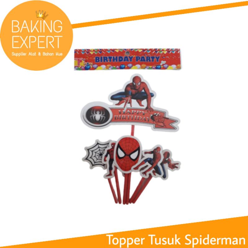 Topper Cake Tusuk Happy Birthday superhero toper hiasan kue karakter hero spiderman
