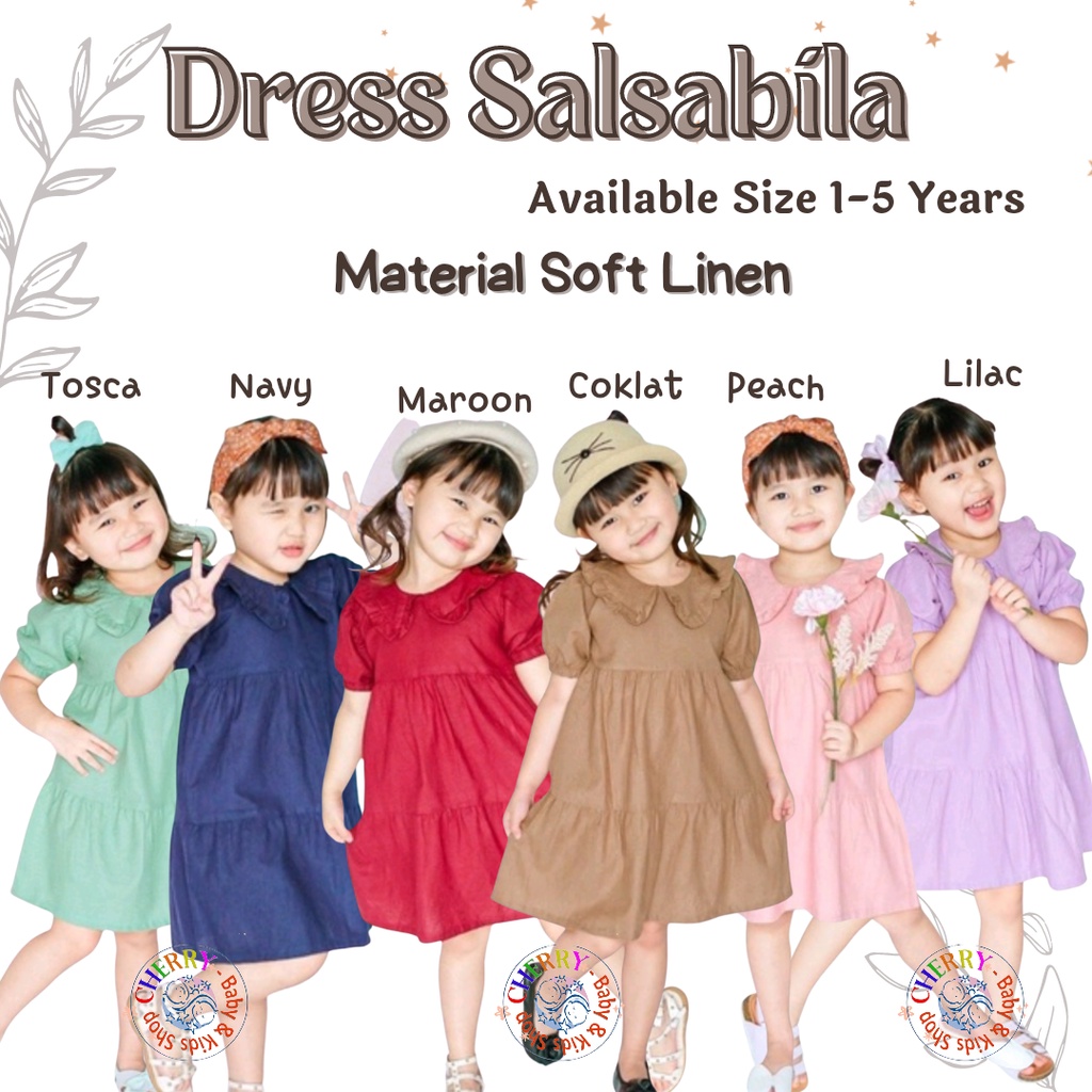 Dress Anak SMILEE Linen Salsabila Size 1-5Thn / Dress anak perempuan Lucu CBKS S23