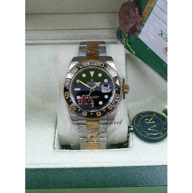 jam tangan pria ROLEX GMT MASTER 2 GREEN AUTOMATIC SWISS CLONE