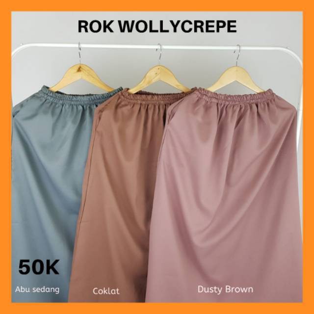 PELANGI RAINBOW MERAH KUNING HIJAU ROK BAWAHAN MURAH WQT/ Rok Wollycrepe Lebar & Panjang
