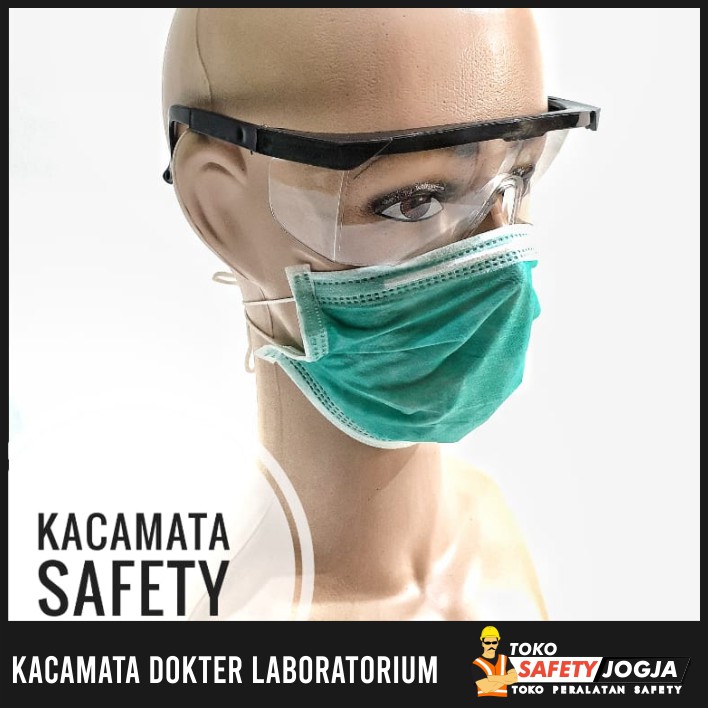 KACAMATA SAFETY DOKTER LABORATORIUM GERINDA MOTOR ANTI DEBU ANTI VIRUS