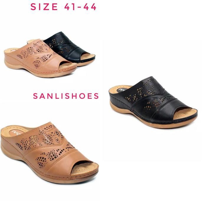 WEDGES SANDAL WANITA UKURAN BESAR UK 41-44/SANDAL WEDGES WANITA JUMBO - 42, BROWN