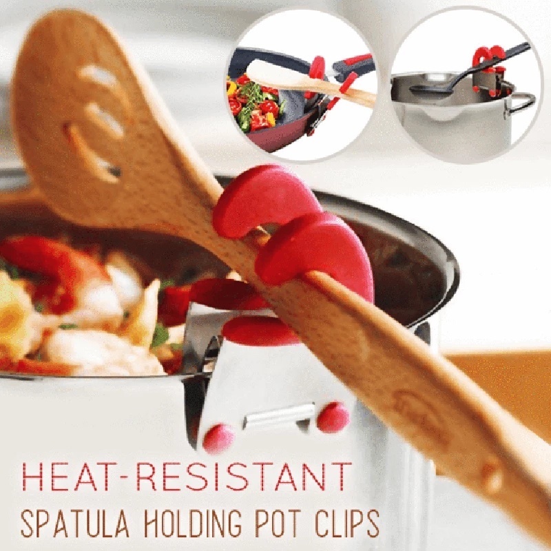 Klip Holder Spatula Sendok Garpu Piring Bahan Stainless Steel Anti slip Hemat Ruang Serbaguna Untuk Aksesoris Dapur