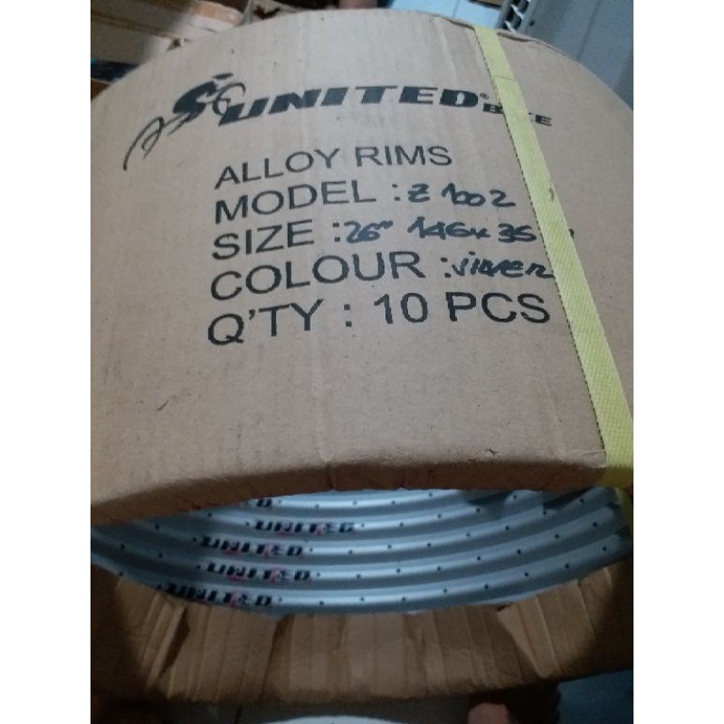 Rims/velg 26inc hole 36 buat sepeda alloy singel wall united putih