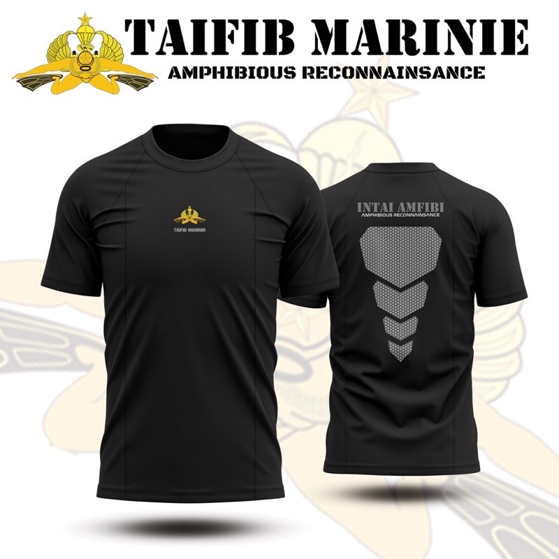 Baju Kaos Taifib Marinir TNI AL Bahan Drifit Hitam Premium