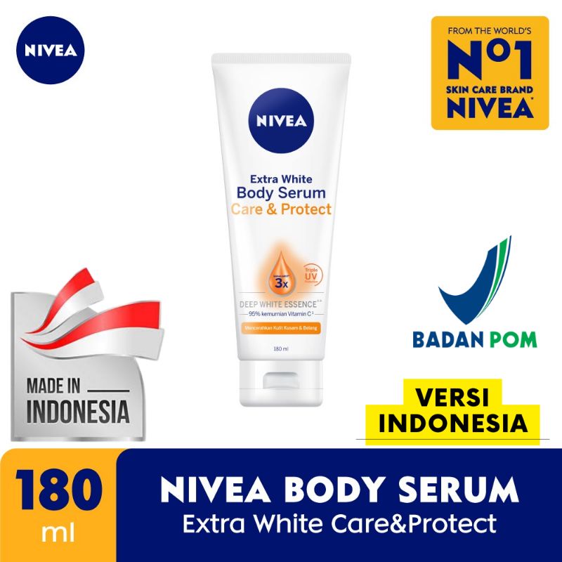 NIVEA EXTRA WHITE CARE & PROTECT BODY SERUM LOTION 180 ml ORIGINAL NIVEA INDONESIA BPOM HALAL ASLI P
