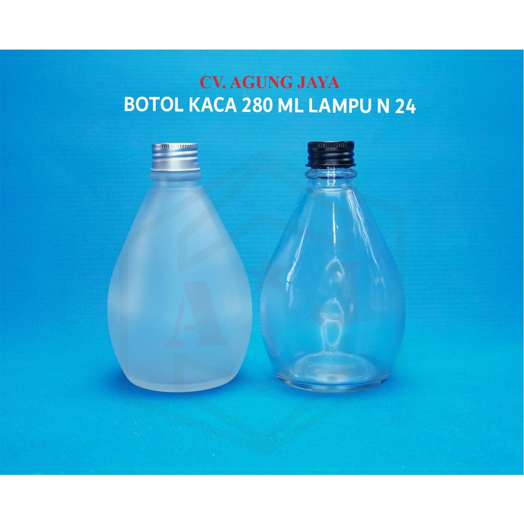 Botol Kaca 280 ml Lampu Frosted Tutup Alumunium