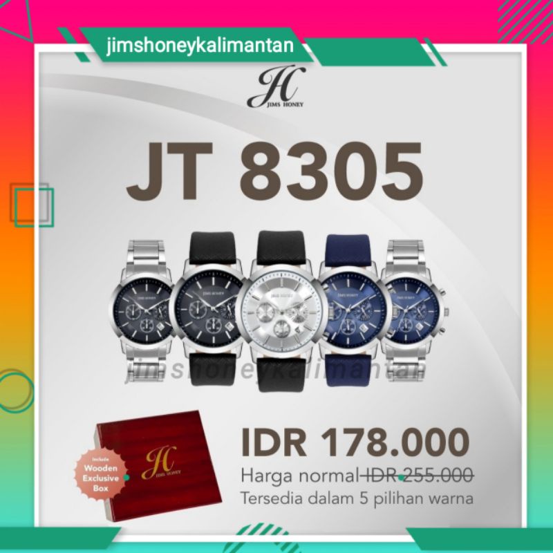 Jims Honey JT 8305 Jam Tangan Stainless Kulit Pria Laki Laki Cowok Casual Sporty Original Jimshoney