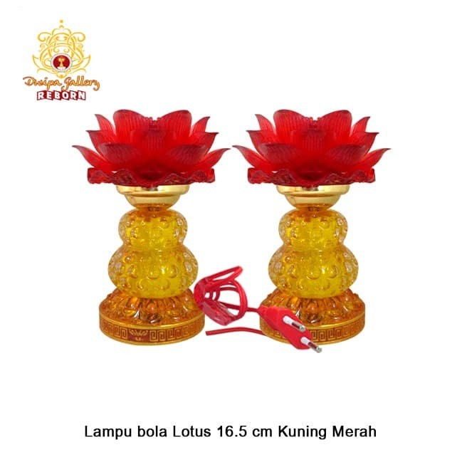 Lampu altar sembahyang LED Bola Lotus 16.5 cm Kuning Merah