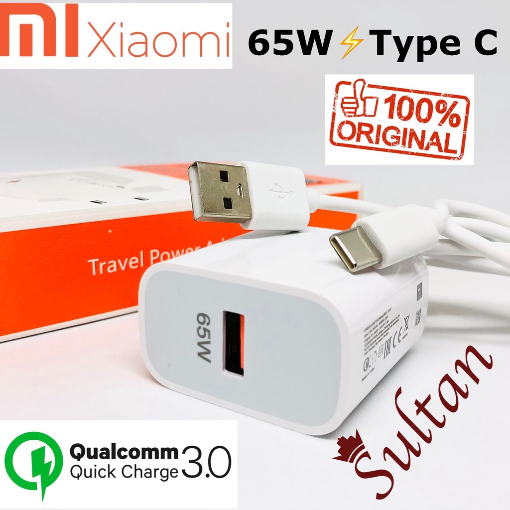 PROMO CASAN Xiaomi Mi 65W Fast Charger  65W MAX  Mi NOTE 10 Charger MICRO DAN TYPE-C REDMI NOTE 100