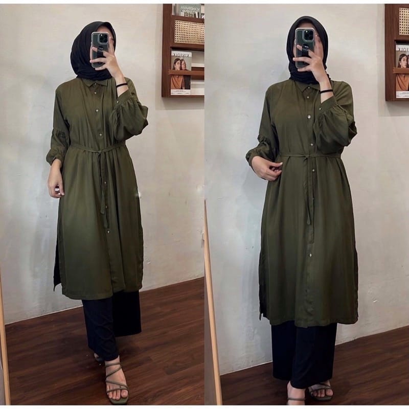 Baju Long Dress TunikTali Basic // Pety Long Tunik Tali Lepas Wanita Muslim