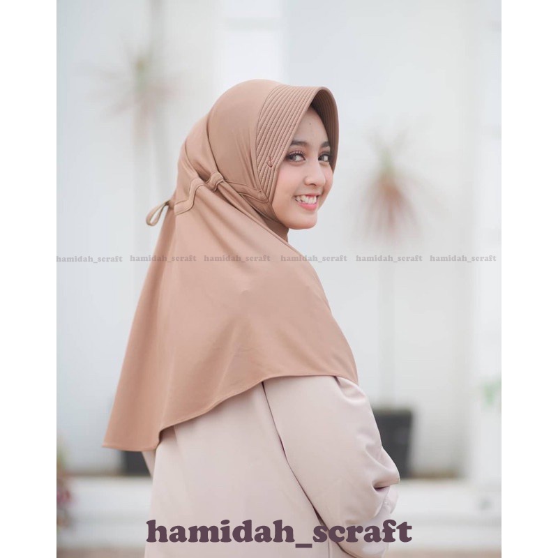 ORI BERGO SERUT HAMIDAH SIZE L PET BORDIR/bergo hamidah/kerudung harian/hijab instan/hijab bergo.