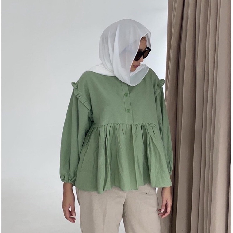 LENKA PEPLUM BLOUSE LINEN