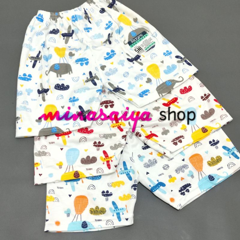 RIDGES 3 pcs Celana Pendek Bayi SNI Seri Putih Print Uk. S - XL