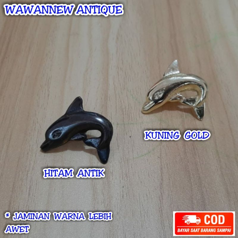 Knop Laci / Tarikan Laci Lemari Jendela Pintu Rumah Kuningan Antik Murah Motif lumba lumba 4.5cm