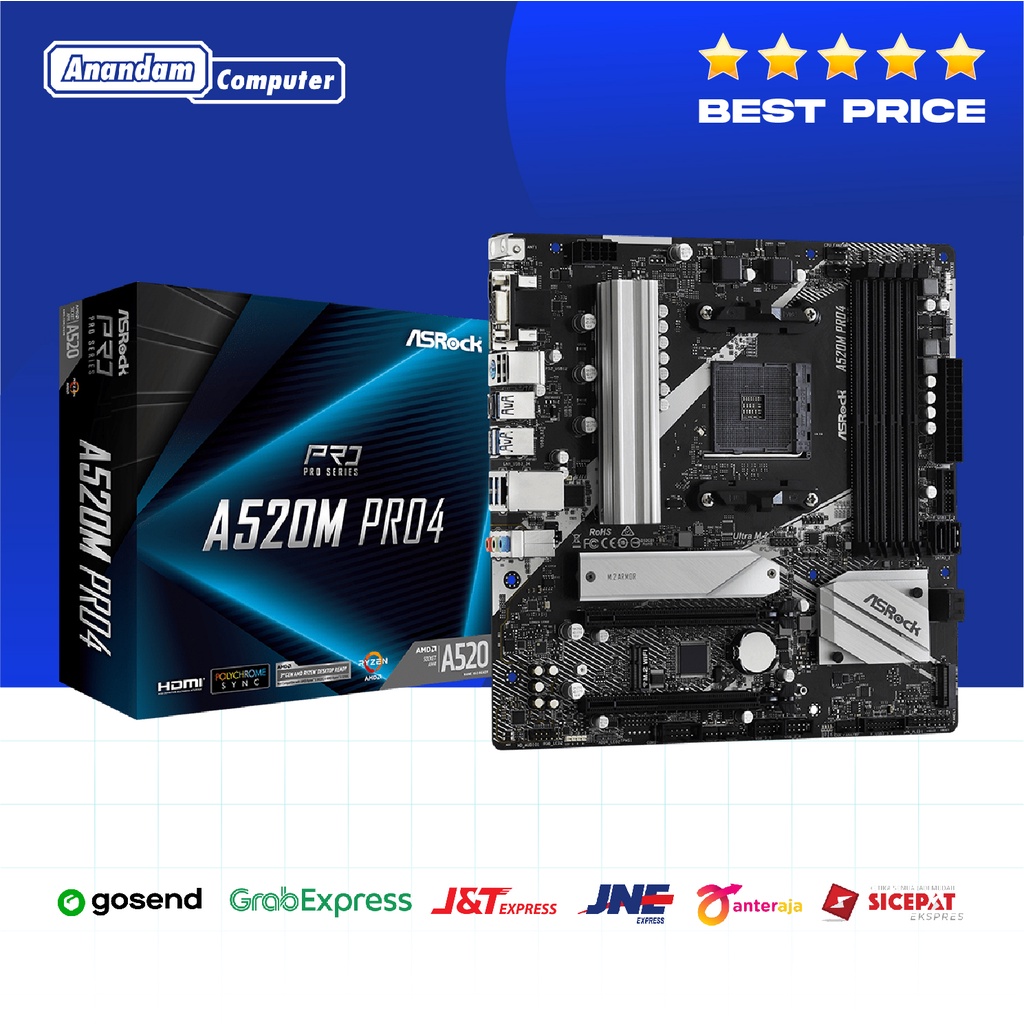 ASROCK A520M PRO4 (AMD AM4, A520, M.2, DDR4, USB 3.2)