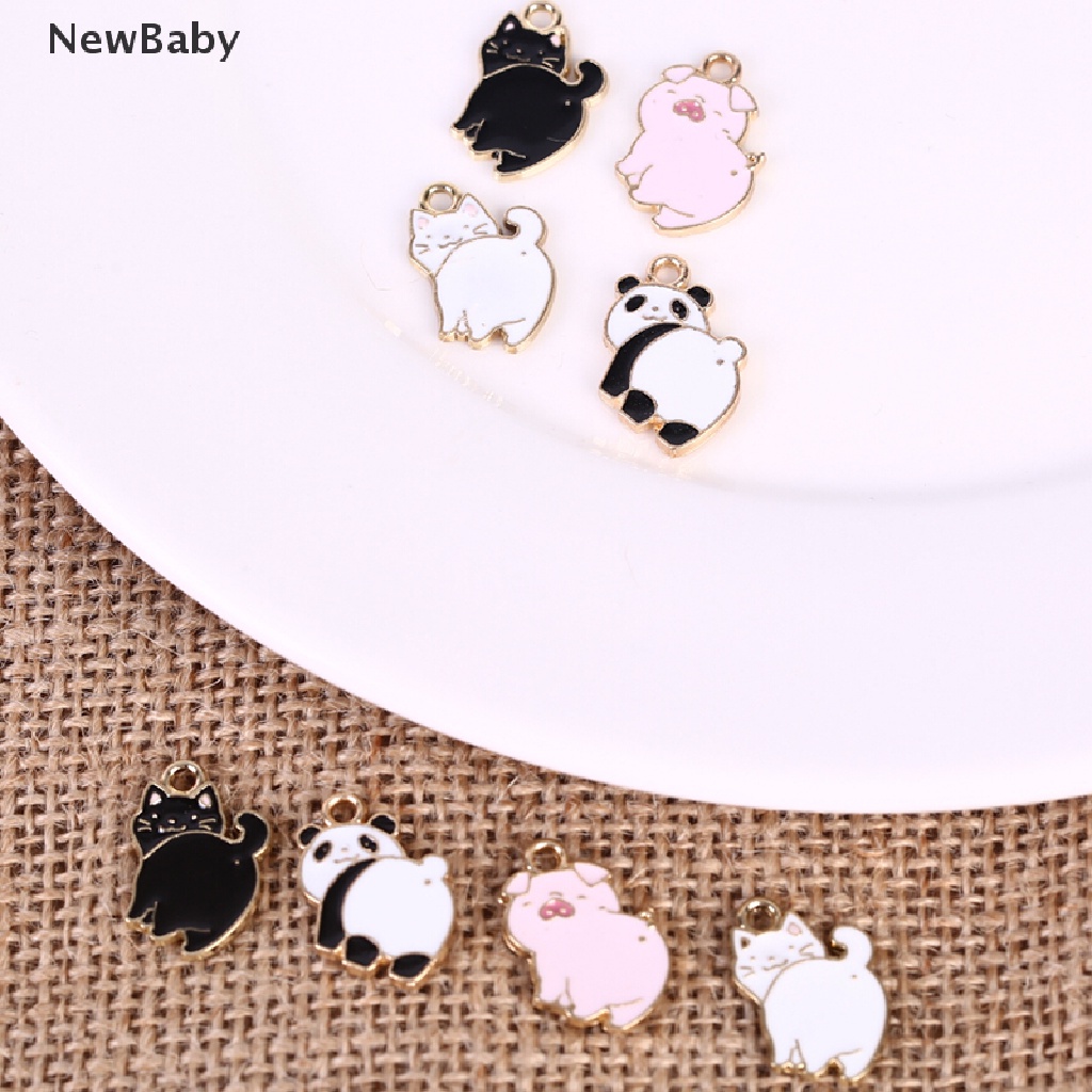 NewBaby 10Pcs/Lot Enamel Alloy Pig Cat Panda Charms Pendants DIY Jewelry Findings Crafts ID