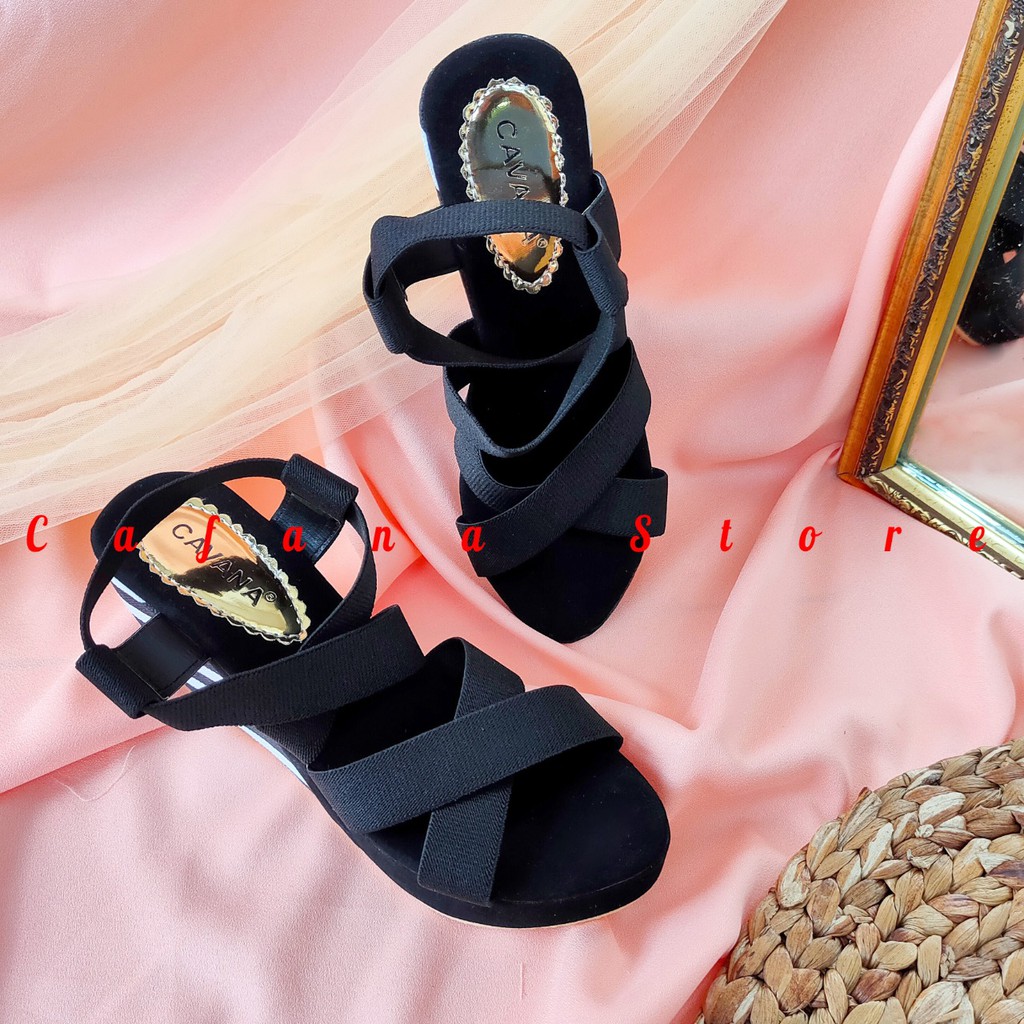 PROMO!!! Wedges Wanita Motif Belang SDW71