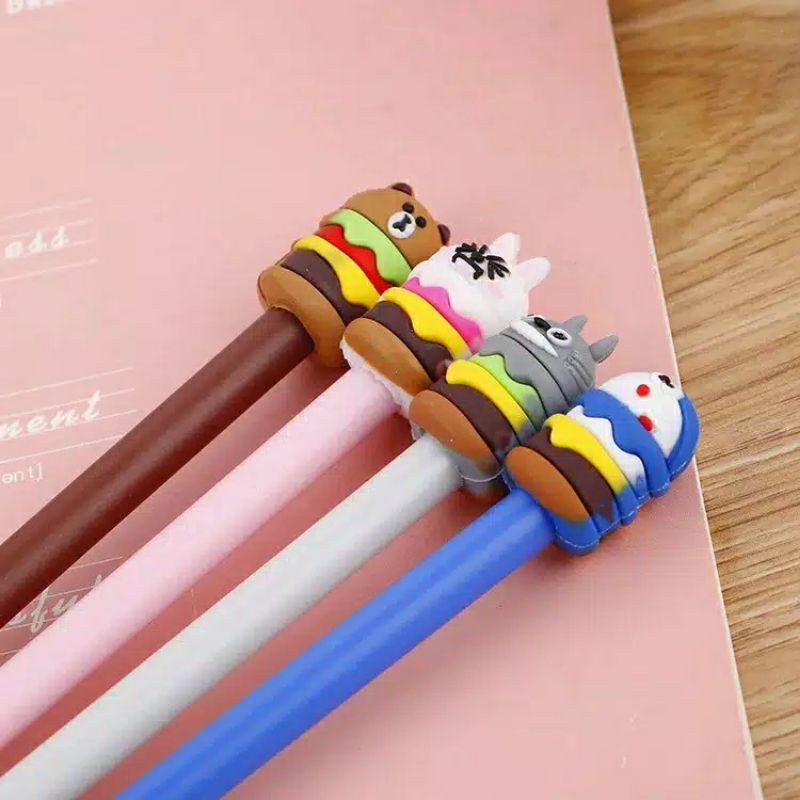 Pulpen gel in karakter burger unik lucu / pena karakter anak-2