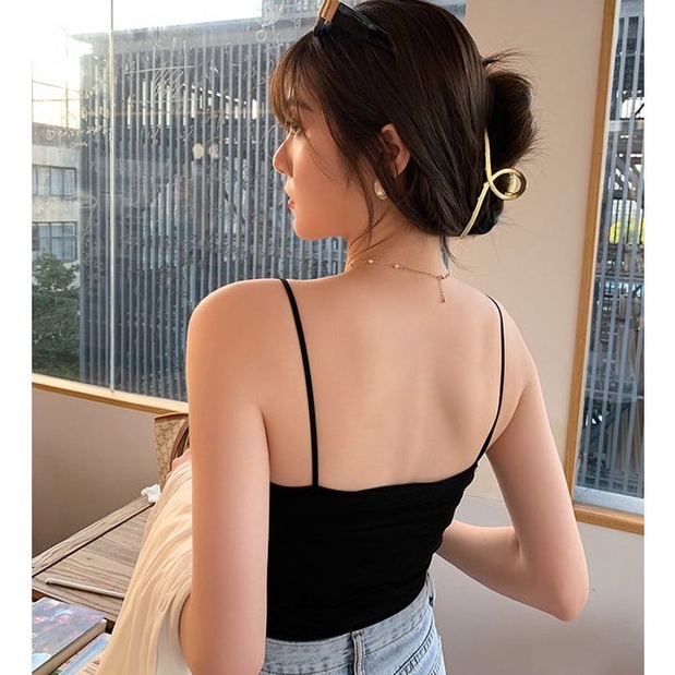 Celyne Tank Top Bra Basic Wanita Panjang / Tanktop Square Tali Spaghetti Premium 1062