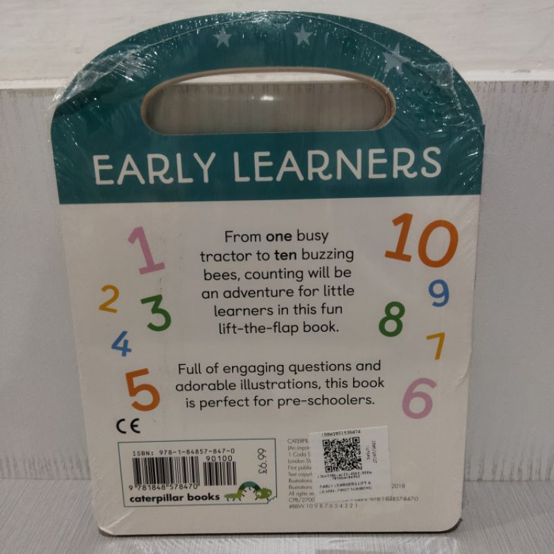 early learners first numbers caterpillar books BBW buku anak bayi balita pertama angka belajar tas