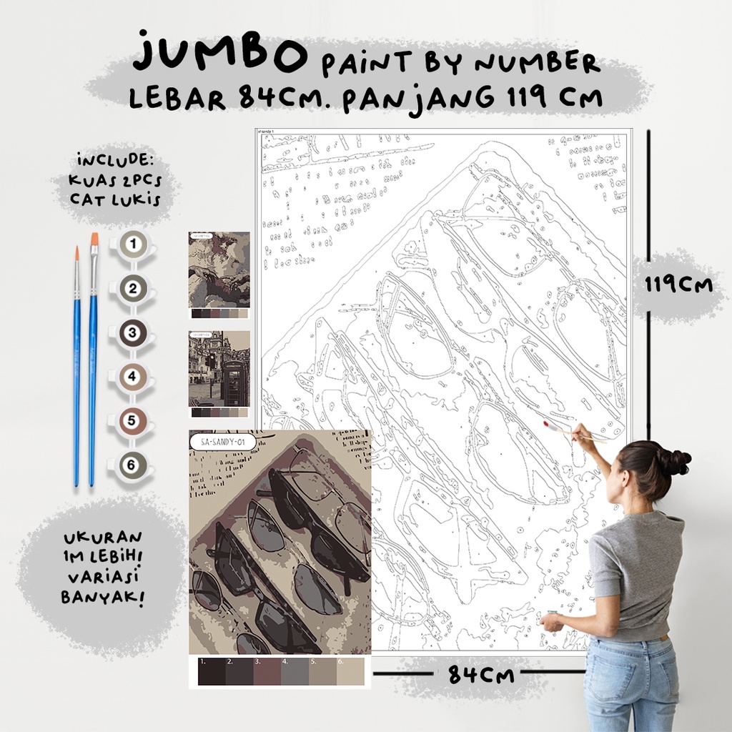 

JUMBO Paint By Number Kit, SANDY paint by number besar a0