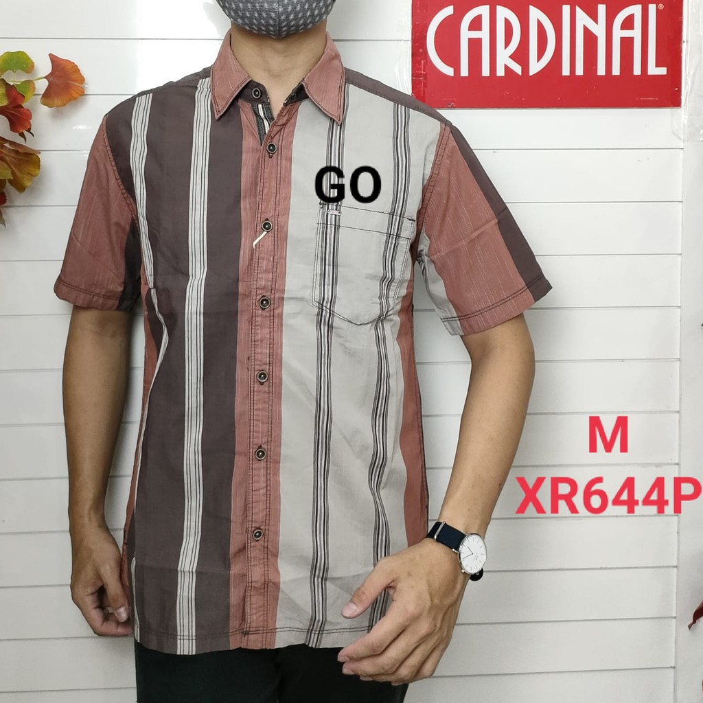 gof M CARDINAL KEMEJA CASUAL Pakaian Atasan Pria Kemeja Reguler Hem Casual Santai Lengan Pendek