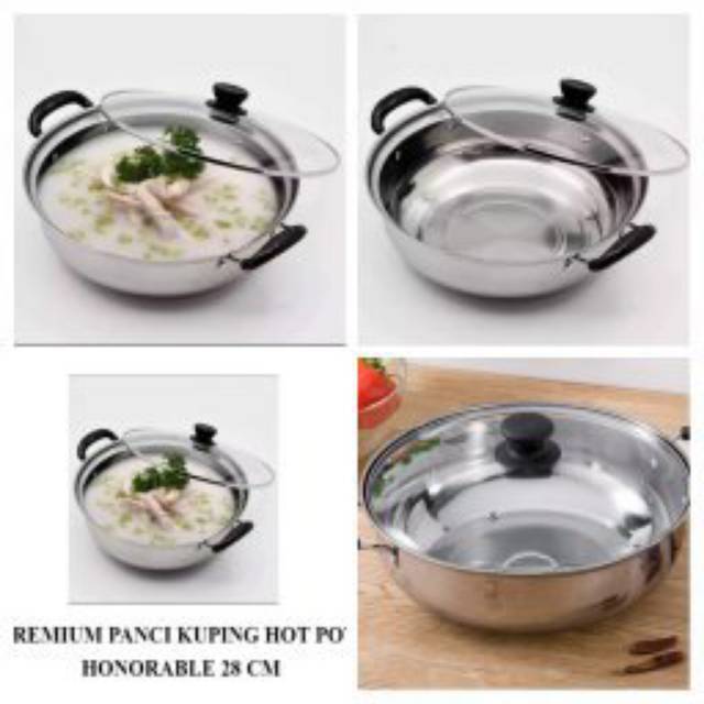 panci stainlis tutup kaca 28 cm