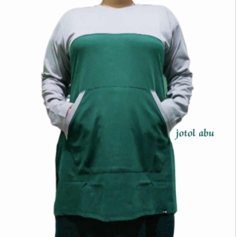 KAOS TUNIK SAKU HIJAU BOTOL ABU